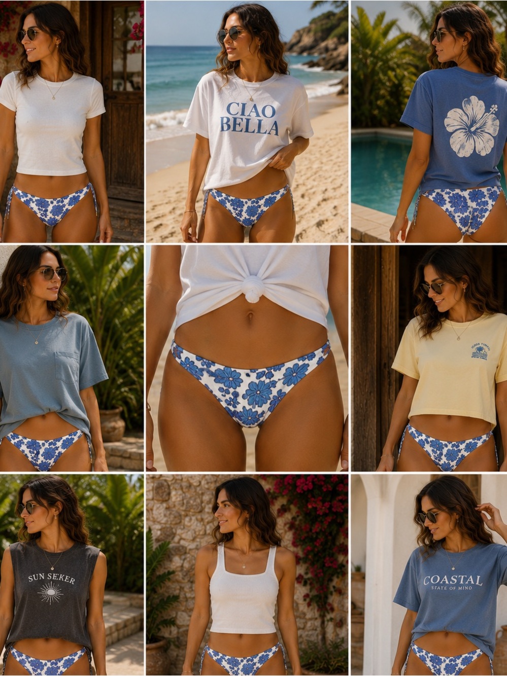 TRIANGL Blue Floral Smocked Bikini Bottom Size M 💙 $75 - Picture 3 of 11